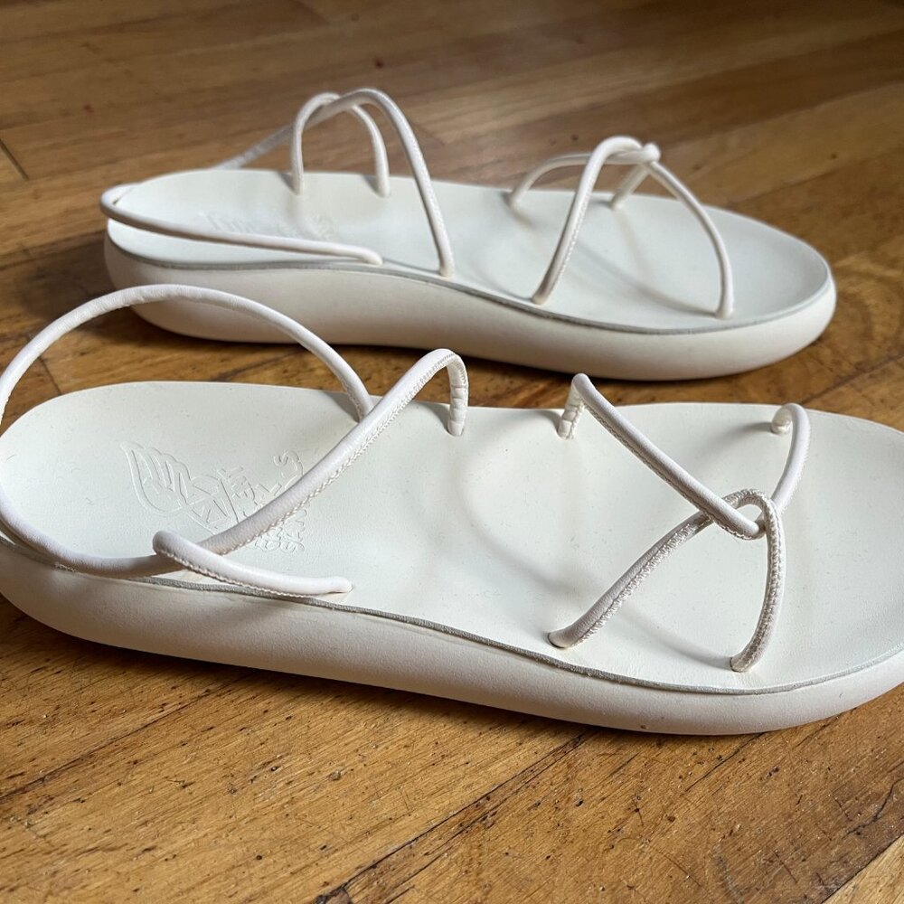Ancient Greek White Strappy Slingback Sandals